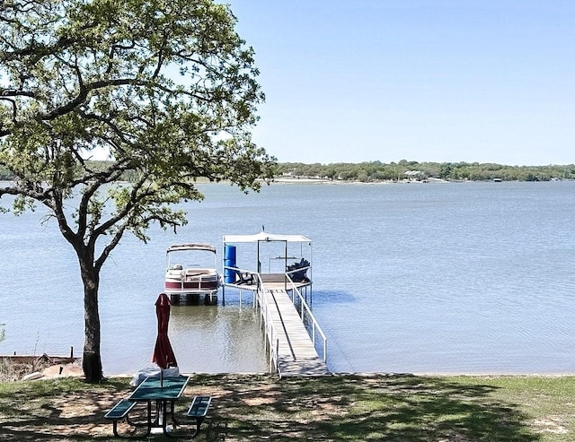view of dock featuring a water view