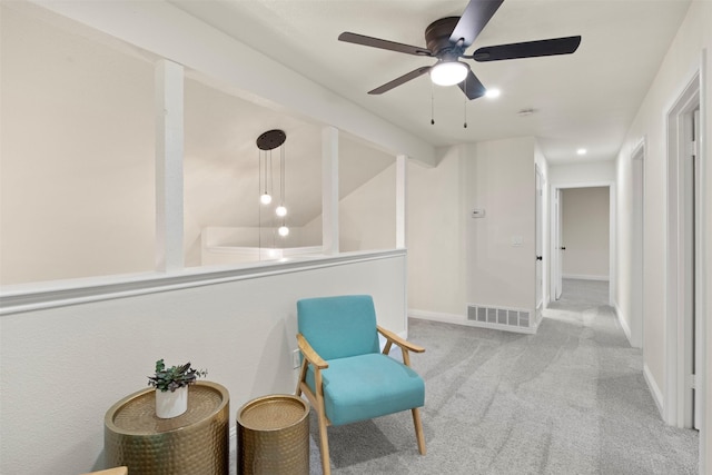 1925 Berkner Dr, Richardson, TX 75081 - living area with carpet and ceiling fan