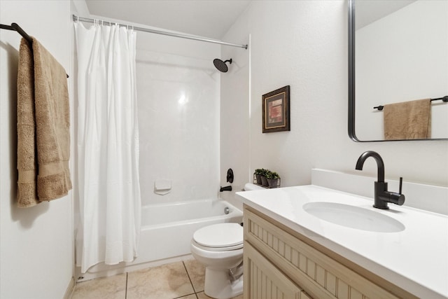 3852 Banner Dr, Frisco, TX 75034 - full bathroom featuring shower / tub combo, vanity, toilet, and tile patterned flooring