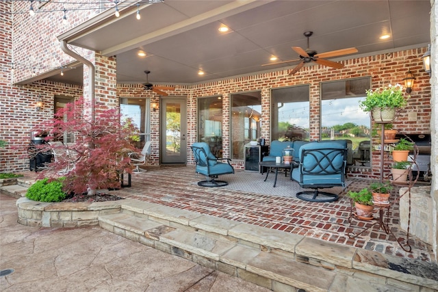 view of patio with a ceiling fan