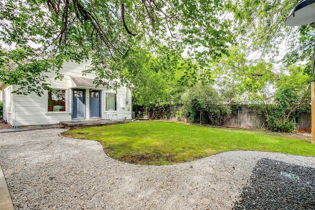 view of yard featuring a fenced backyard
