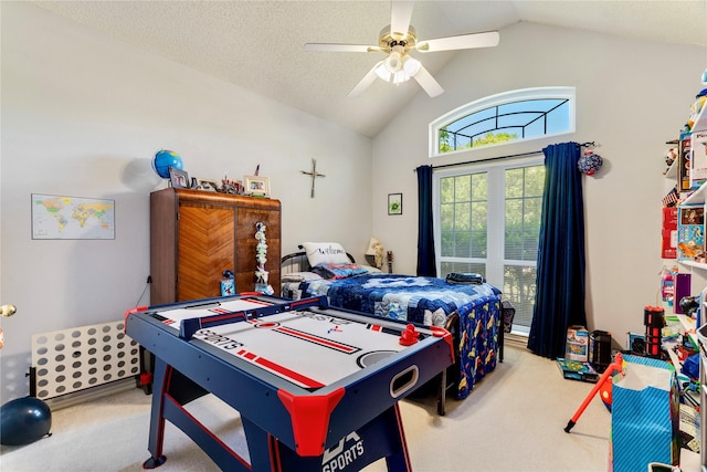 259 Deer Valley Dr, Powderly, TX 75473 - carpeted bedroom featuring lofted ceiling and ceiling fan
