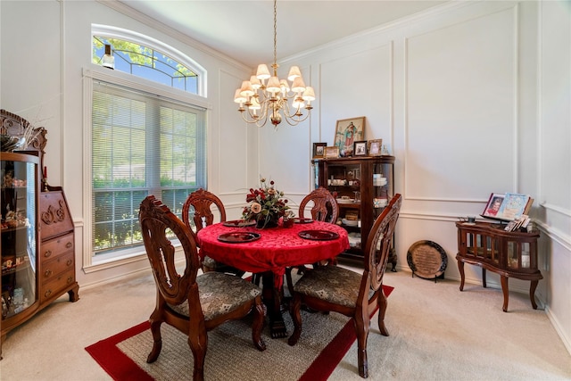 259 Deer Valley Dr, Powderly, TX 75473 - dining area with a chandelier, a healthy amount of sunlight, and light carpet