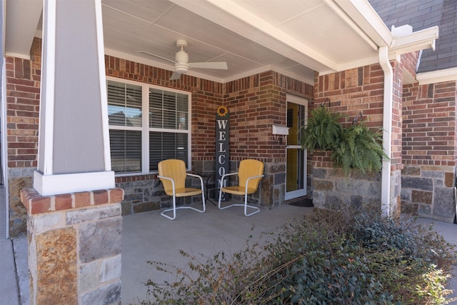 view of patio / terrace with ceiling fan