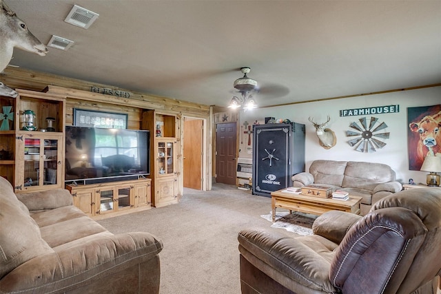 7203 Pump Station Rd, Jacksboro, TX 76458 - living area with a ceiling fan and carpet floors