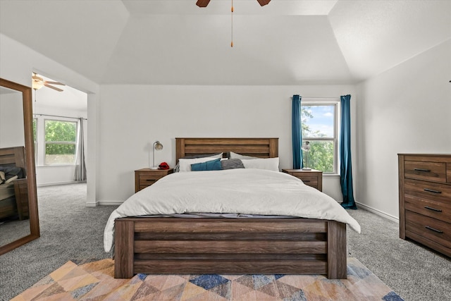6521 Fitzgerald St, Fort Worth, TX 76179 - bedroom featuring ceiling fan, vaulted ceiling, multiple windows, and carpet