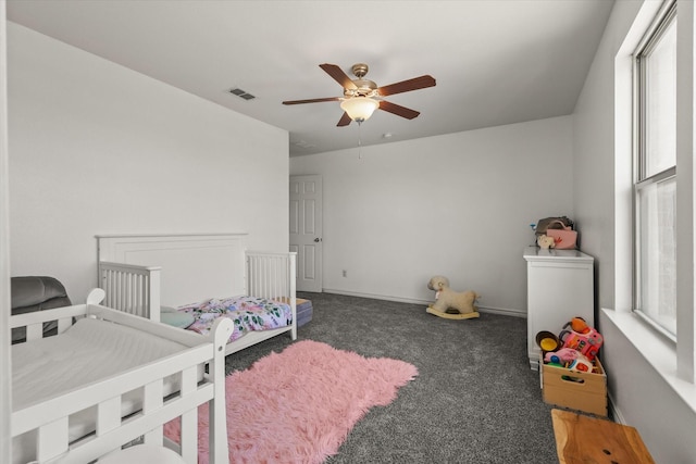 6521 Fitzgerald St, Fort Worth, TX 76179 - carpeted bedroom with visible vents, baseboards, and ceiling fan