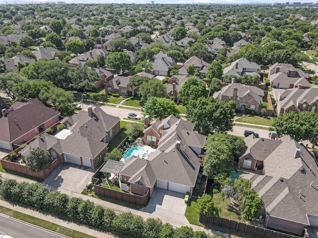 birds eye view of property with a residential view