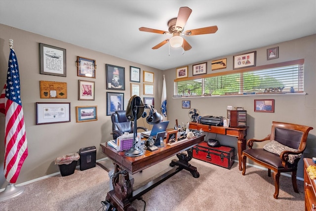 1410 Hummingbird Dr, Hillsboro, TX 76645 - carpeted office with a ceiling fan and baseboards