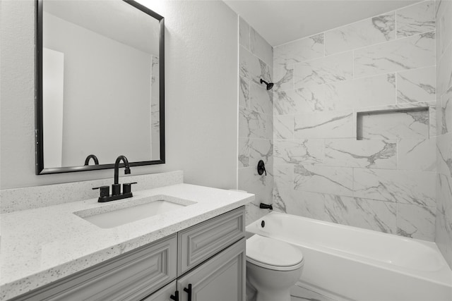 full bath with vanity, shower / bathtub combination, and toilet