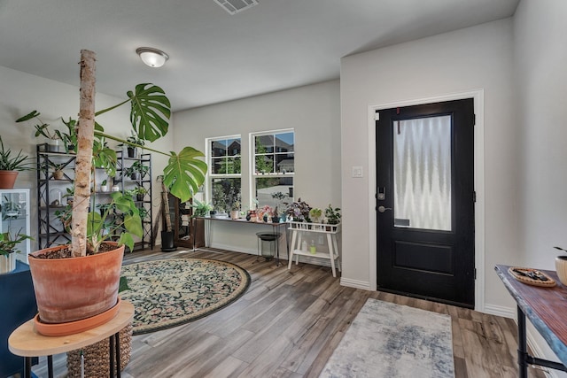 1409 Kirkdale Dr, Melissa, TX 75454 - entryway featuring baseboards, wood finished floors, and visible vents