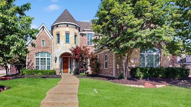 139 Townlake Dr, Prosper, TX 75078 - view of front of home with a front yard, brick siding, and stone siding