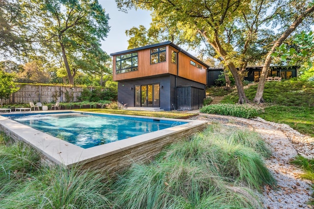 416 Crestwood Dr, Fort Worth, TX 76107 - view of swimming pool with a fenced in pool, french doors, and fence