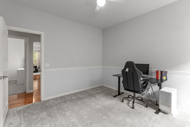 2209 Graystone Ct, Keller, TX 76248 - carpeted home office with ceiling fan and baseboards