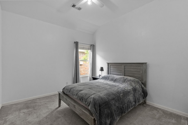 2209 Graystone Ct, Keller, TX 76248 - bedroom with carpet flooring, lofted ceiling, baseboards, and a ceiling fan