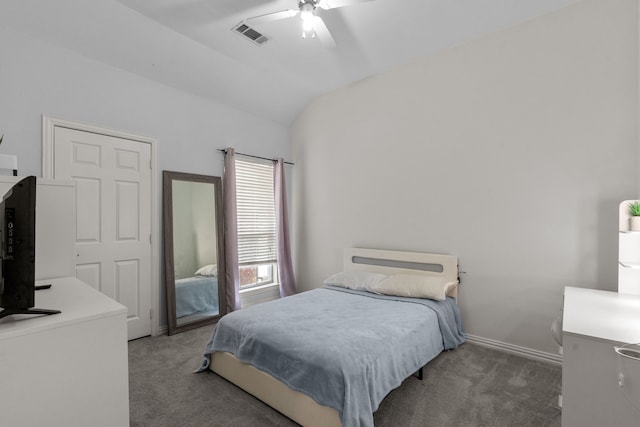 2209 Graystone Ct, Keller, TX 76248 - bedroom featuring carpet, vaulted ceiling, ceiling fan, and baseboards
