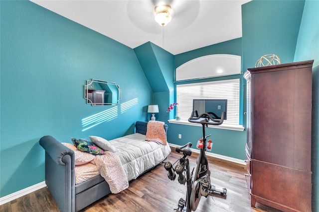 3040 N Camino Lagos, Grand Prairie, TX 75054 - bedroom with wood finished floors, a ceiling fan, and baseboards