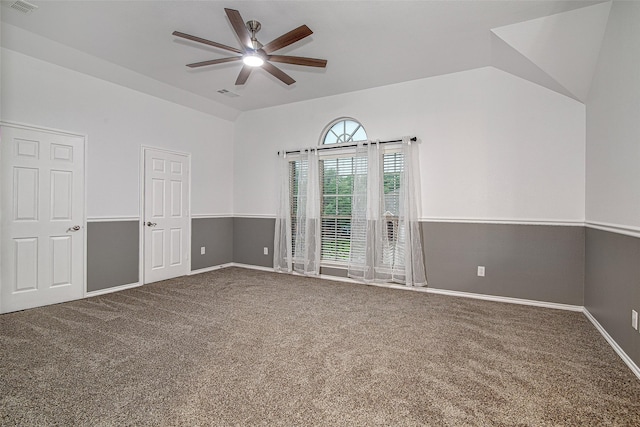 interior space featuring visible vents, a ceiling fan, and baseboards