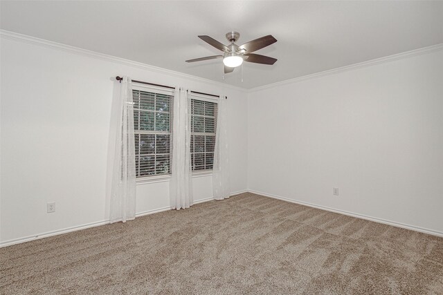 827 Huebner Way, Burleson, TX 76028 - carpeted spare room with crown molding, ceiling fan, and baseboards
