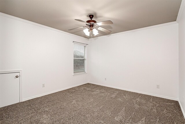 827 Huebner Way, Burleson, TX 76028 - carpeted empty room with a ceiling fan, ornamental molding, and baseboards