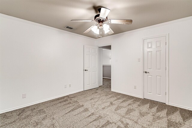 827 Huebner Way, Burleson, TX 76028 - unfurnished bedroom featuring carpet, ornamental molding, baseboards, and ceiling fan