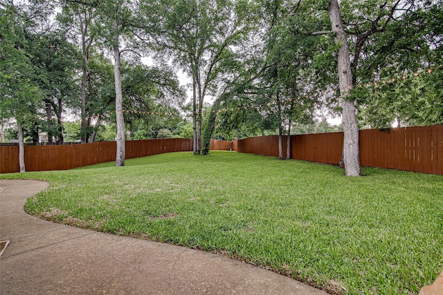 view of yard featuring a fenced backyard