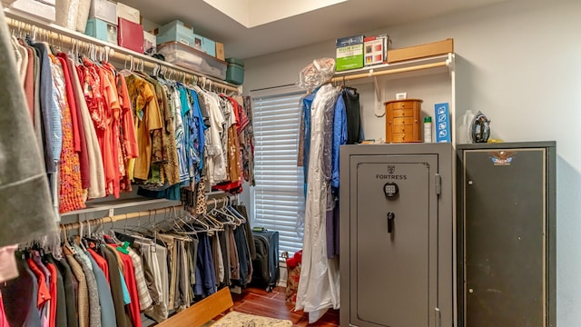 walk in closet featuring wood finished floors