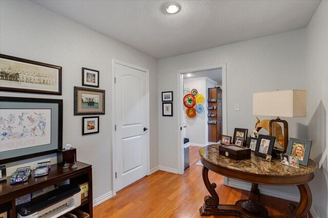 interior space featuring baseboards and light wood-style floors