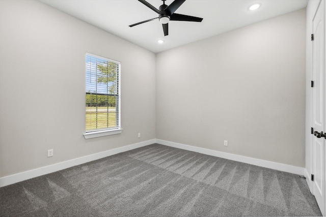 328 Brandon Way, Pottsboro, TX 75076 - empty room with ceiling fan, recessed lighting, and dark carpet