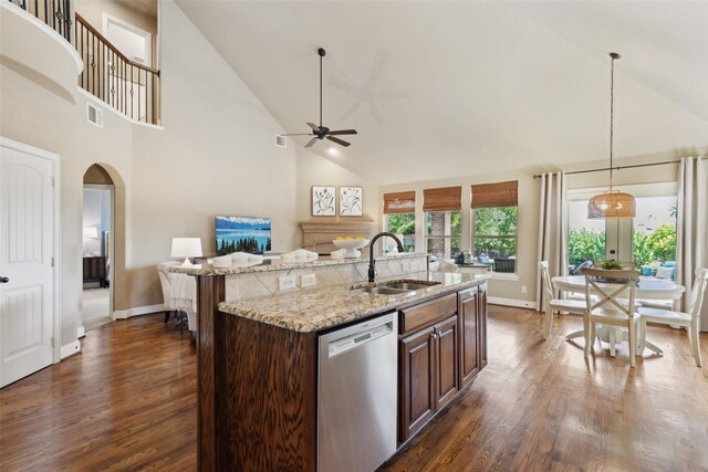 12248 Langley Hill Dr, Fort Worth, TX 76244 - dining area featuring plenty of natural light, lofted ceiling, and wood finished floors