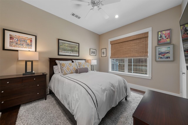 5313 Ridgedale Ave, Dallas, TX 75206 - bedroom featuring wood finished floors, baseboards, and a ceiling fan