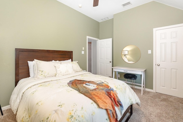 905 Maybach Ct, Mckinney, TX 75071 - carpeted bedroom with high vaulted ceiling, baseboards, a ceiling fan, and visible vents