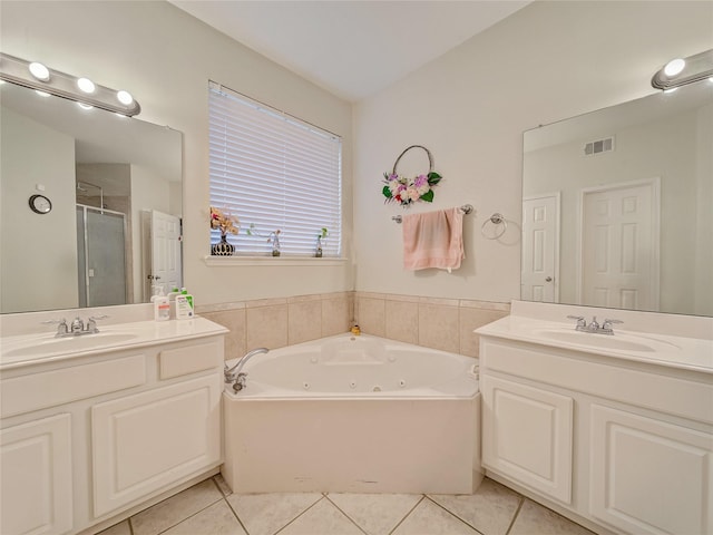 3115 Reagenea Dr, Wylie, TX 75098 - full bath featuring visible vents, a stall shower, a sink, and tile patterned floors