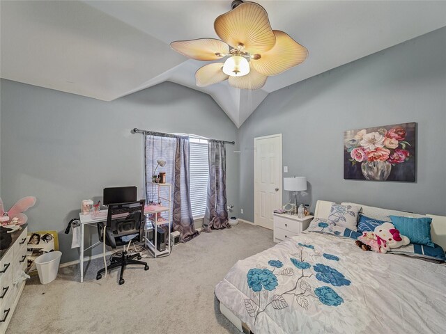 3115 Reagenea Dr, Wylie, TX 75098 - bedroom with baseboards, carpet flooring, a ceiling fan, and vaulted ceiling