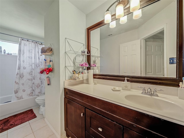 3115 Reagenea Dr, Wylie, TX 75098 - bathroom featuring visible vents, tile patterned flooring, shower / tub combo, vanity, and toilet