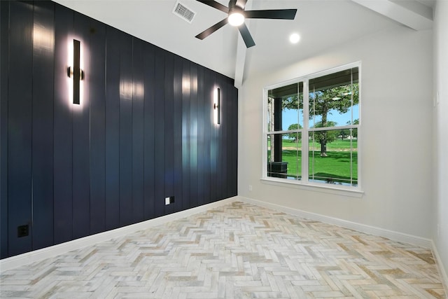 165 Rio Rancho Dr, Decatur, TX 76234 - spare room with ceiling fan and wooden walls