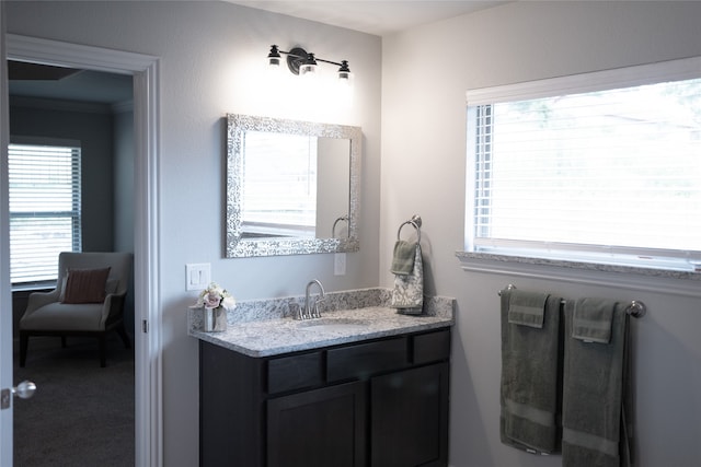 3919 Rose Hill Ct, Denison, TX 75020 - bathroom featuring vanity and a healthy amount of sunlight