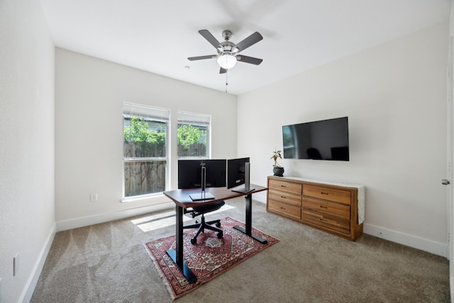 4435 Cicero St, Dallas, TX 75216 - office area with a ceiling fan, baseboards, and carpet floors