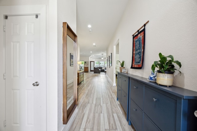 4435 Cicero St, Dallas, TX 75216 - hallway featuring baseboards, recessed lighting, and light wood finished floors