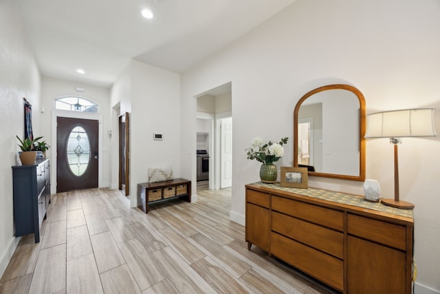 4435 Cicero St, Dallas, TX 75216 - entryway with baseboards, recessed lighting, and light wood-style flooring