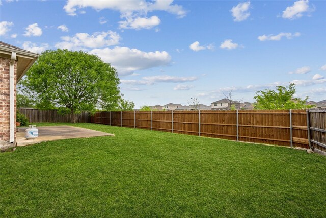 view of yard featuring a fenced backyard and a patio