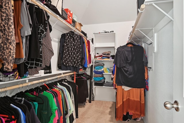walk in closet with carpet
