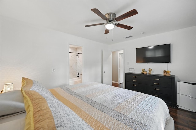 1501 SE 4th St, Grand Prairie, TX 75051 - bedroom with dark wood-type flooring and a ceiling fan
