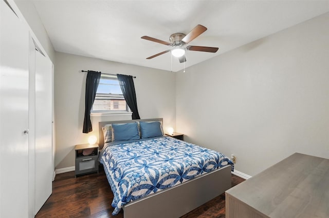 1501 SE 4th St, Grand Prairie, TX 75051 - bedroom with wood finished floors, a closet, and ceiling fan