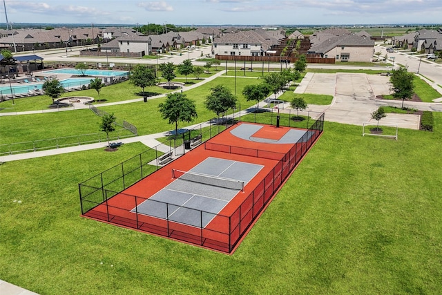 drone / aerial view with a residential view