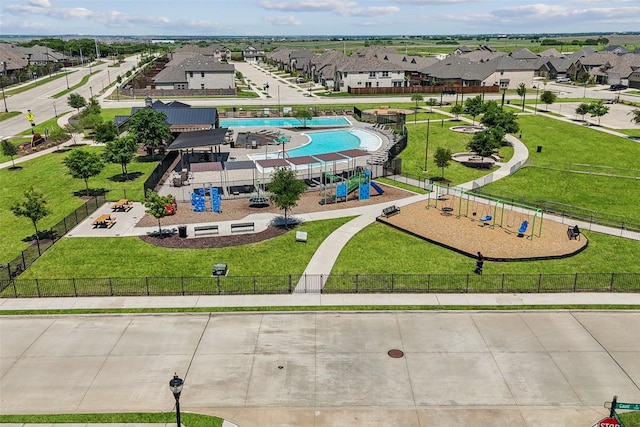 drone / aerial view with a residential view