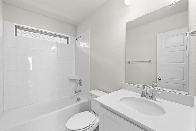 214 Fairmont, Princeton, TX 75407 - bathroom with vanity, toilet, visible vents, and bathtub / shower combination