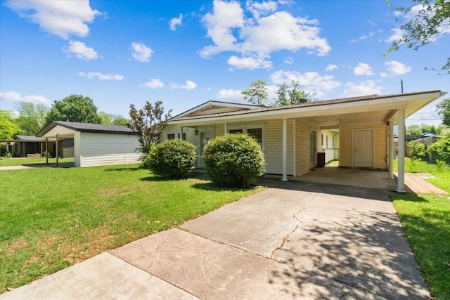 5841 Tracyne Dr, Westworth Village, TX 76114 - ranch-style home with a front lawn, concrete driveway, and an attached carport