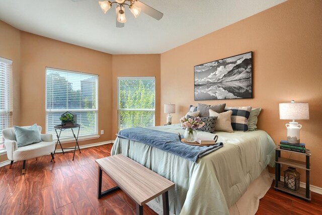 13579 Hemlock Trl, Frisco, TX 75035 - bedroom featuring baseboards, a ceiling fan, and wood finished floors