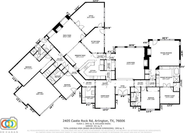 2405 Castle Rock Rd, Arlington, TX 76006 - plan